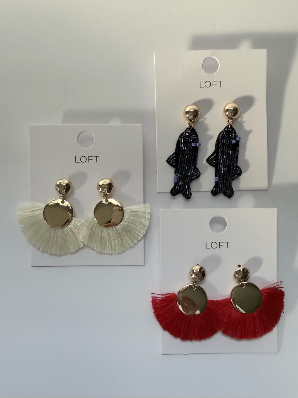 NWT LOFT BUNDLE - Earrings Lot of 3 Tassel Fringe Statement Earrings